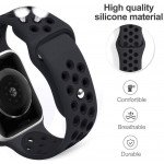 Wholesale Breathable Sport Strap Wristband Replacement for Apple Watch Series 7/6/SE/5/4/3/2/1 Sport - 44MM / 42MM (Black Black)